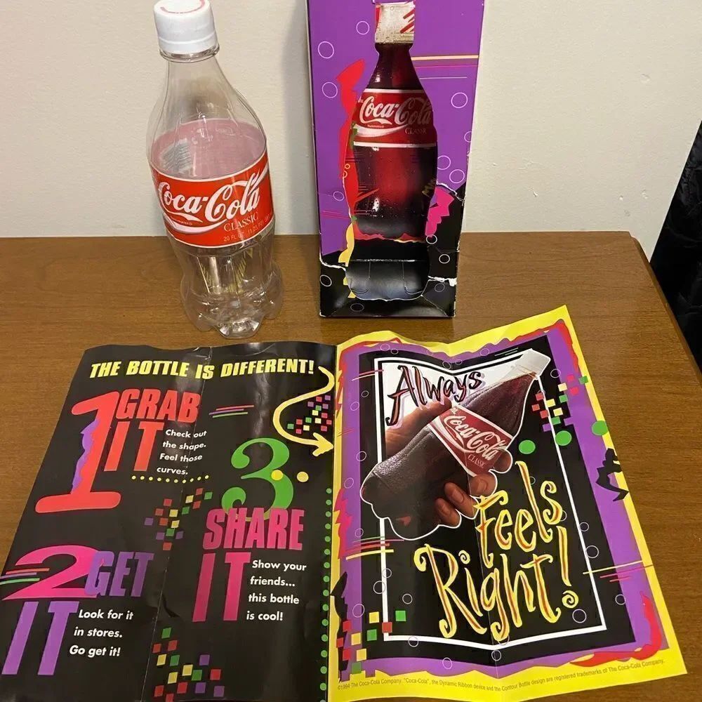 New in box vintage 1994 plastic Coca Cola promotion bottle